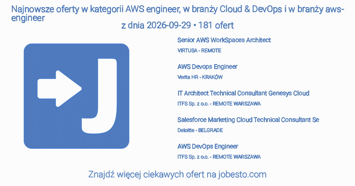 Praca aws-engineer programowanie — strona 40 | wrzesień 2026 | 18 | Jobesto