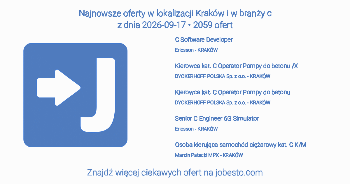 Oferty pracy c kraków | grudzień 2025 | 1218 | Jobesto